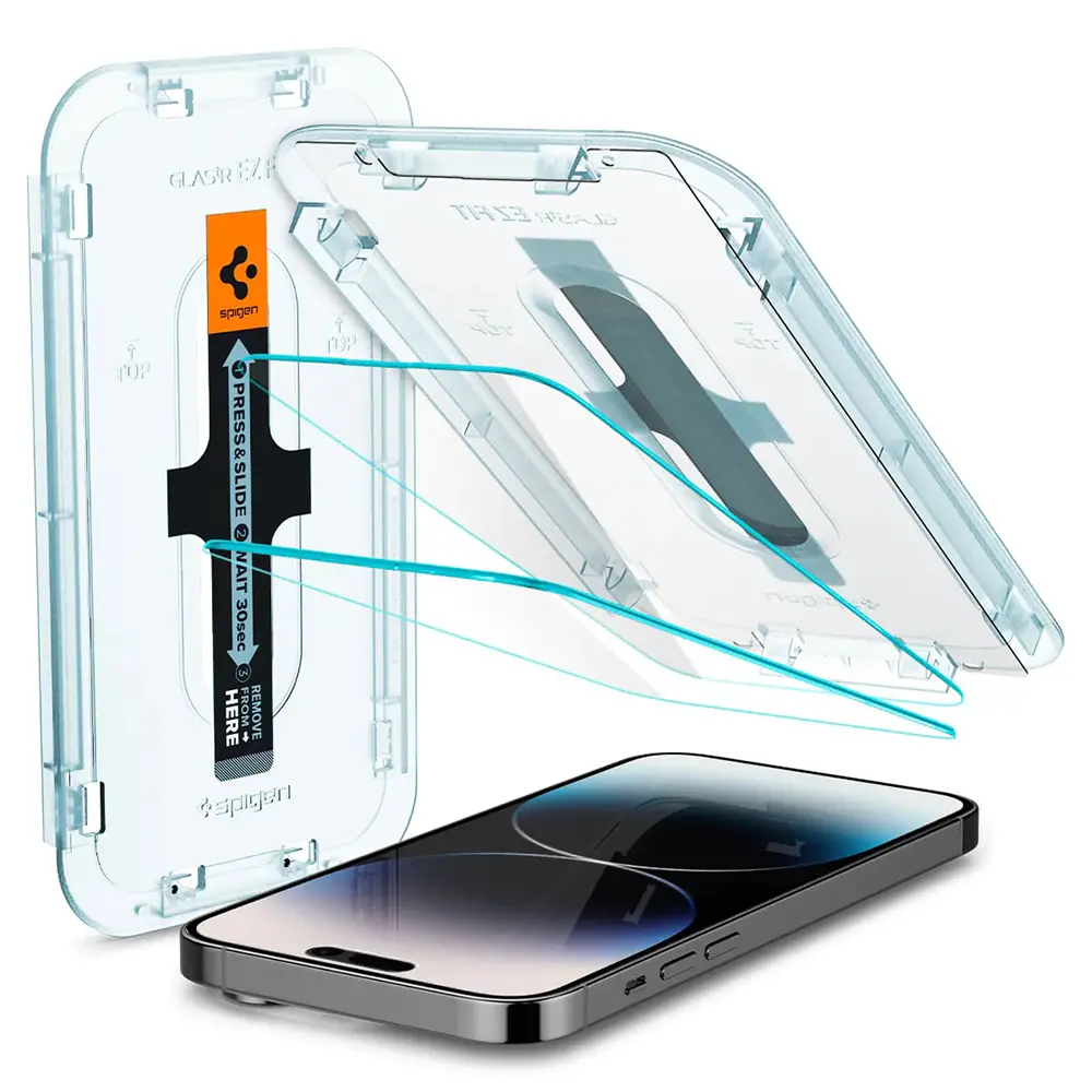 Spigen Glas.tR EZ-FIT (2 balení) ochranné sklo na - iPhone 14 pro - transparentní