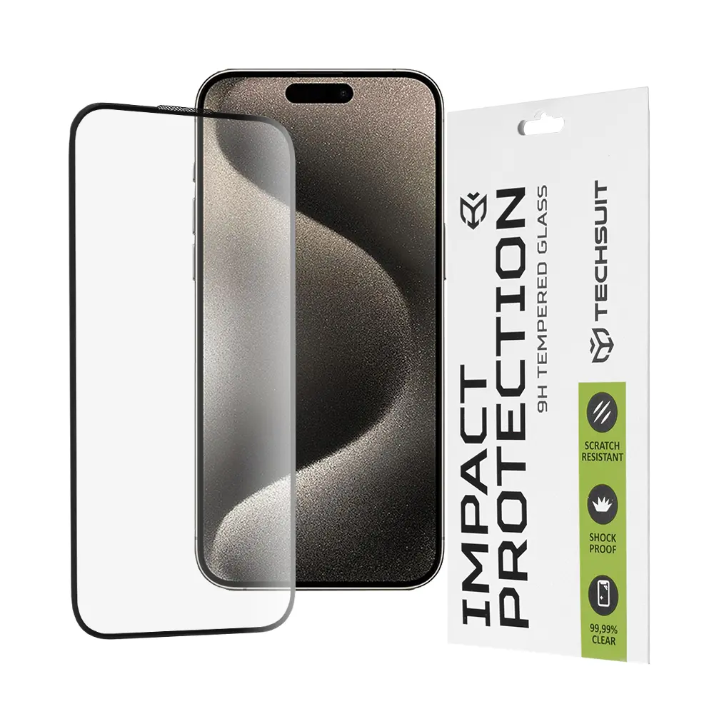 Techsuit 111D Full Cover / celopolepené tvrzené sklo - iPhone 15 pro Max - Černá