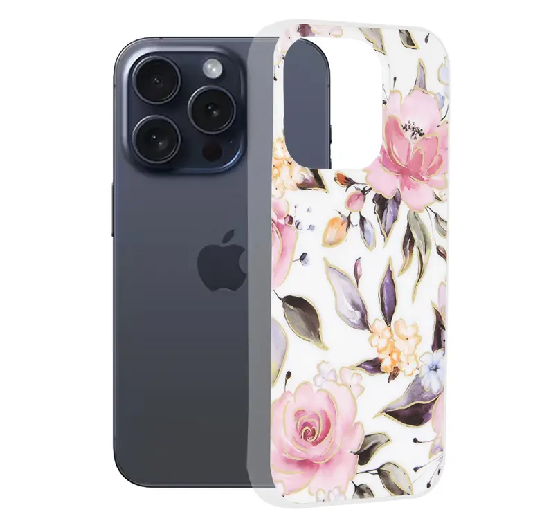 Pouzdro Techsuit Marble Series pro iPhone 15 Pro Chloe White