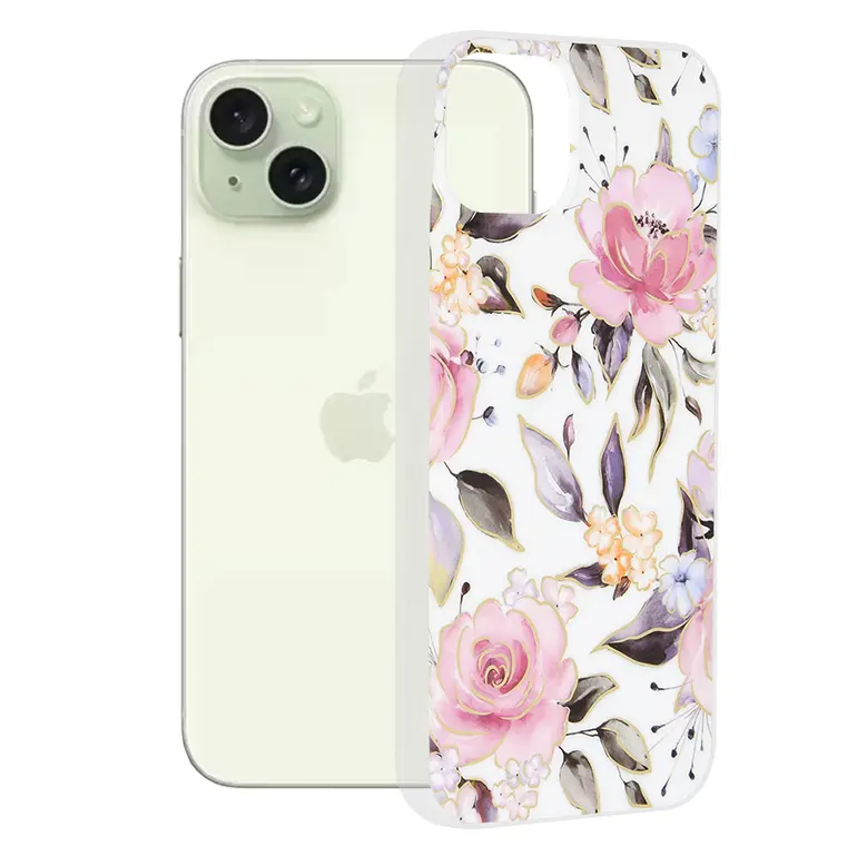 Techsuit Mramorová série iPhone 15 Plus Chloe White