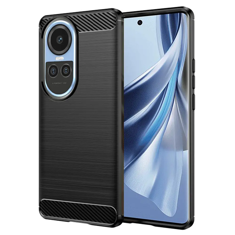Techsuit Karbon Silikon Oppo Reno10 Reno10 Pro Černý