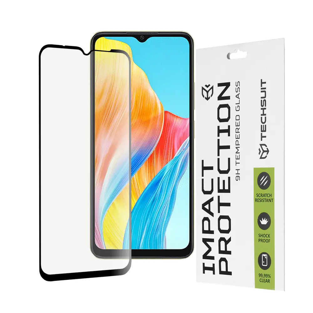 Techsuit 111D Celoplošné lepené sklo Oppo A38 A18 Black