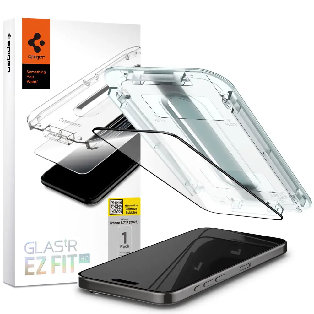 Spigen Glas.tR EZ-FIT iPhone 15 Pro Max Černá