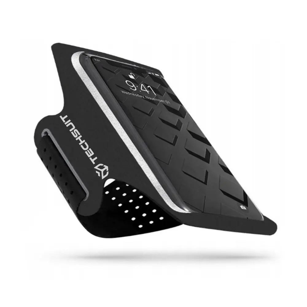 Techsuit Sportovní pouzdro na ruku TH10 na telefony max 6.5" Černá Šedá
