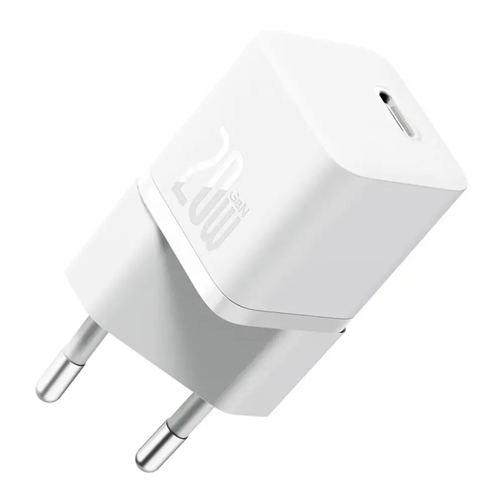 Baseus Nástěnná nabíječka GaN Type-C Rychlé nabíjení 20W Bílá