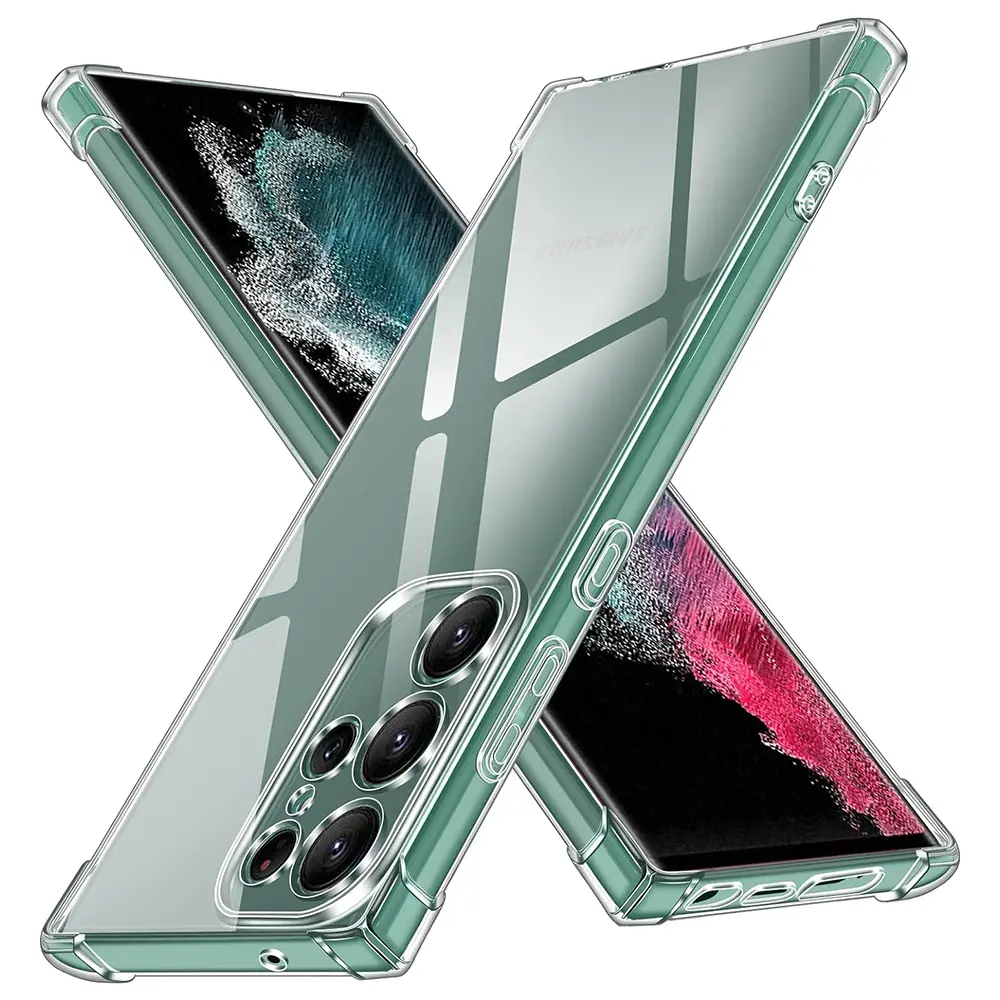 Techsuit Shockproof Clear Silicone – pouzdro na Samsung Galaxy S22 Ultra 5G – průhledný