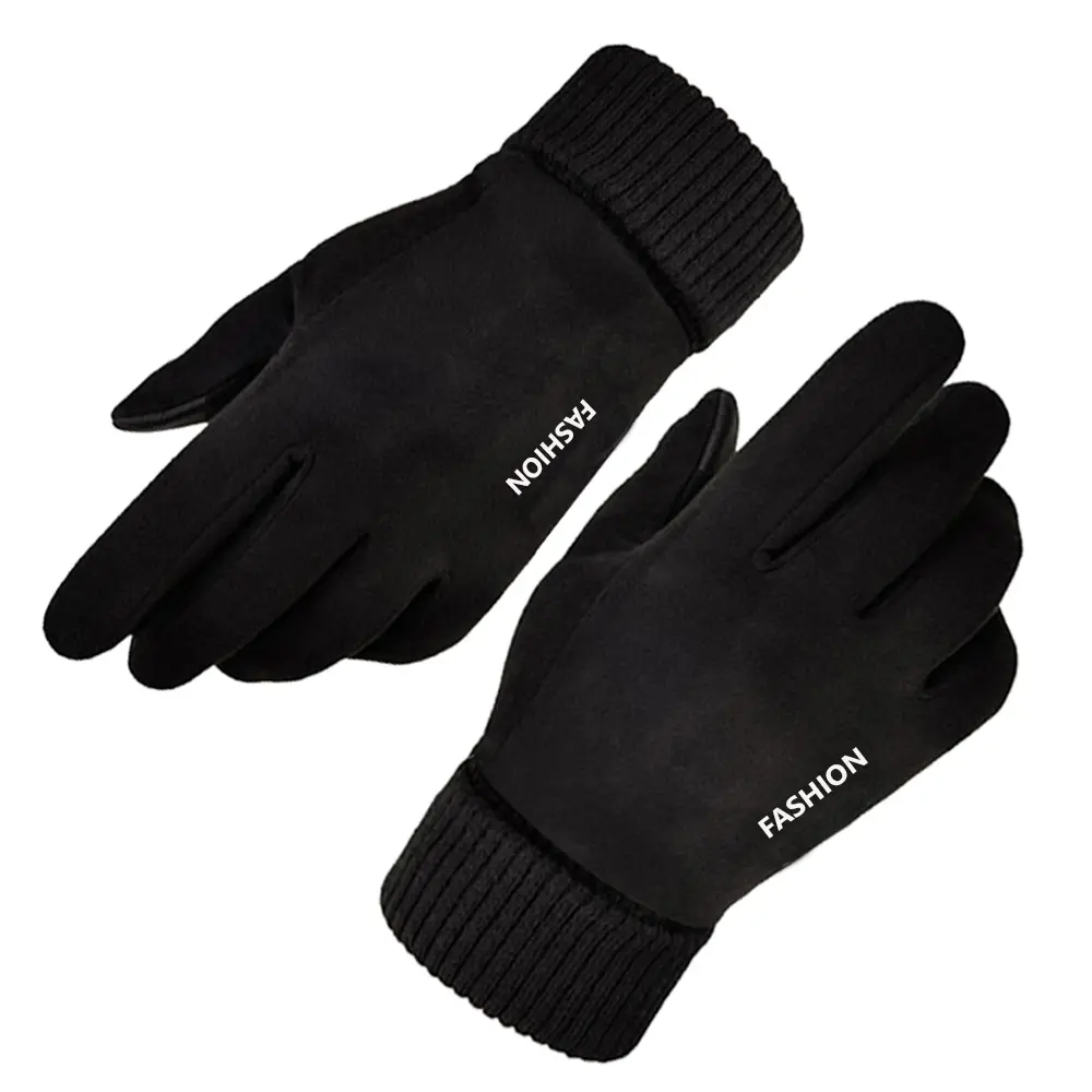 Techsuit Dotykové rukavice ST0010 semiš PU kůže plyš černé