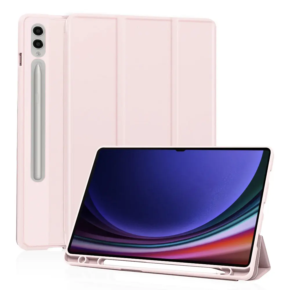 Techsuit Flex Trojsklad s držákem tužky Tab S9 Ultra S10 Ultra Růžový