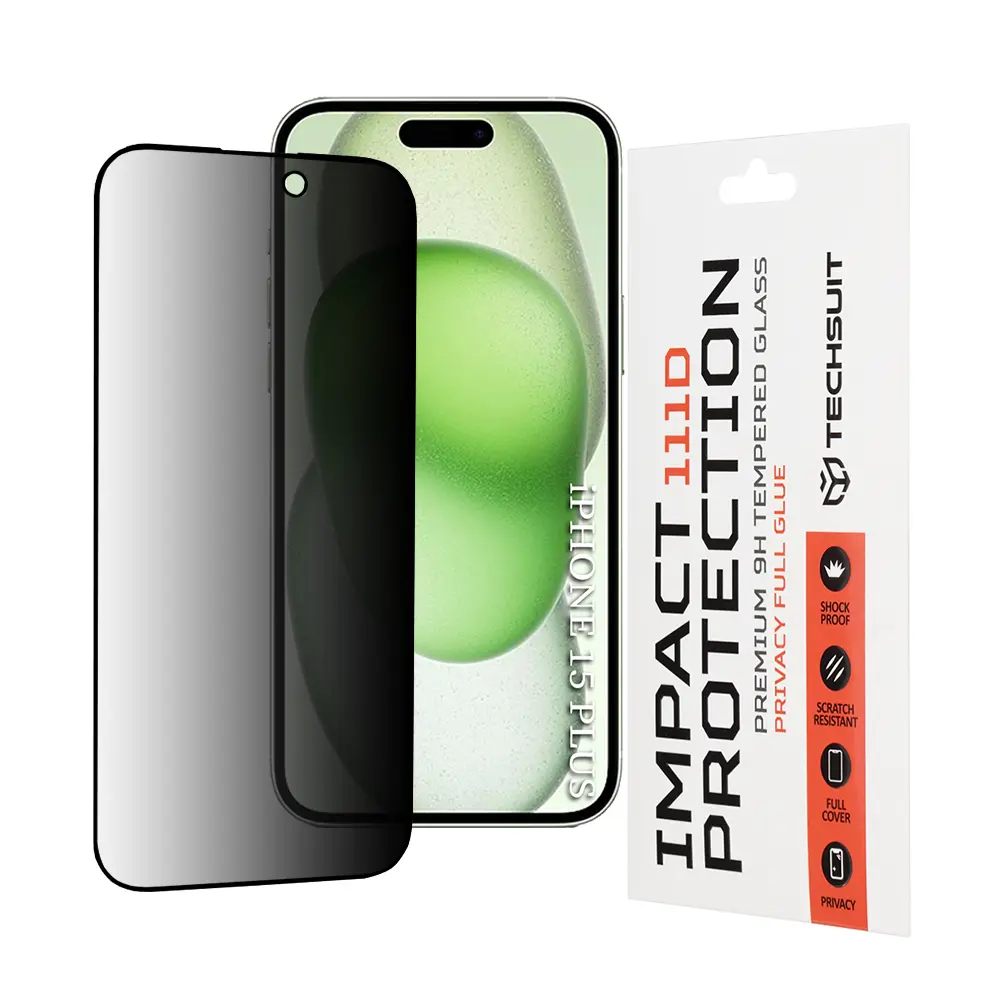 Techsuit 111D Privátní celolepení iPhone 15 Plus iPhone 16 Plus Černá