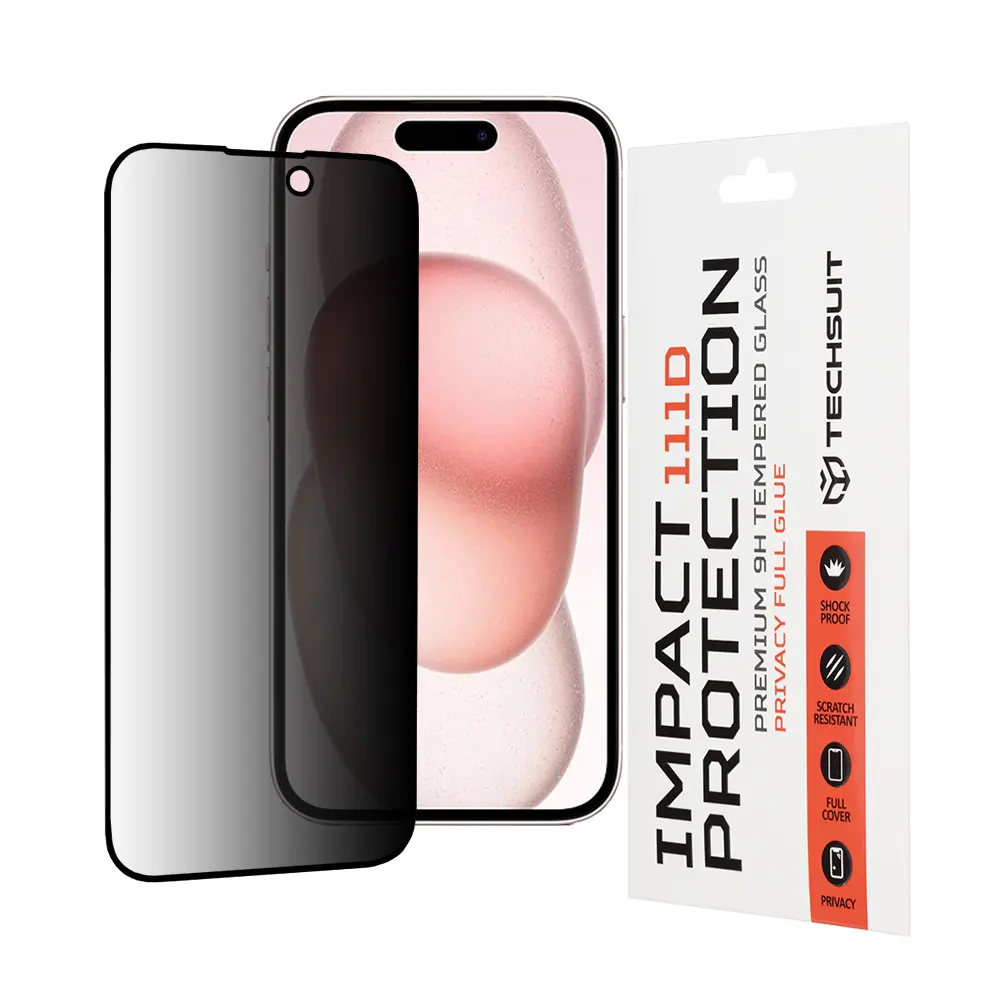 Techsuit 111D Privacy Full Glue iPhone 15 iPhone 16 Černé