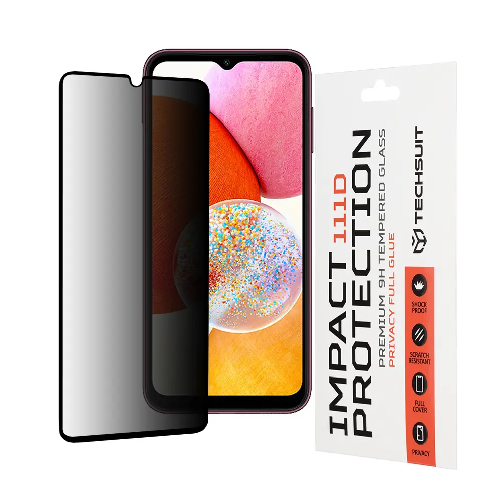 Techsuit 111D Soukromé sklo Samsung Galaxy A14 4G A14 5G Černá
