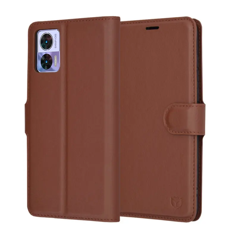 Techsuit Kožené pouzdro Motorola Edge 30 Neo Hnědé