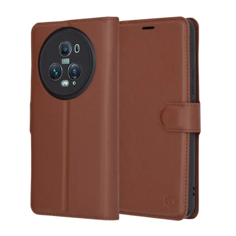 Techsuit Kožené pouzdro Honor Magic5 Pro Hnědý