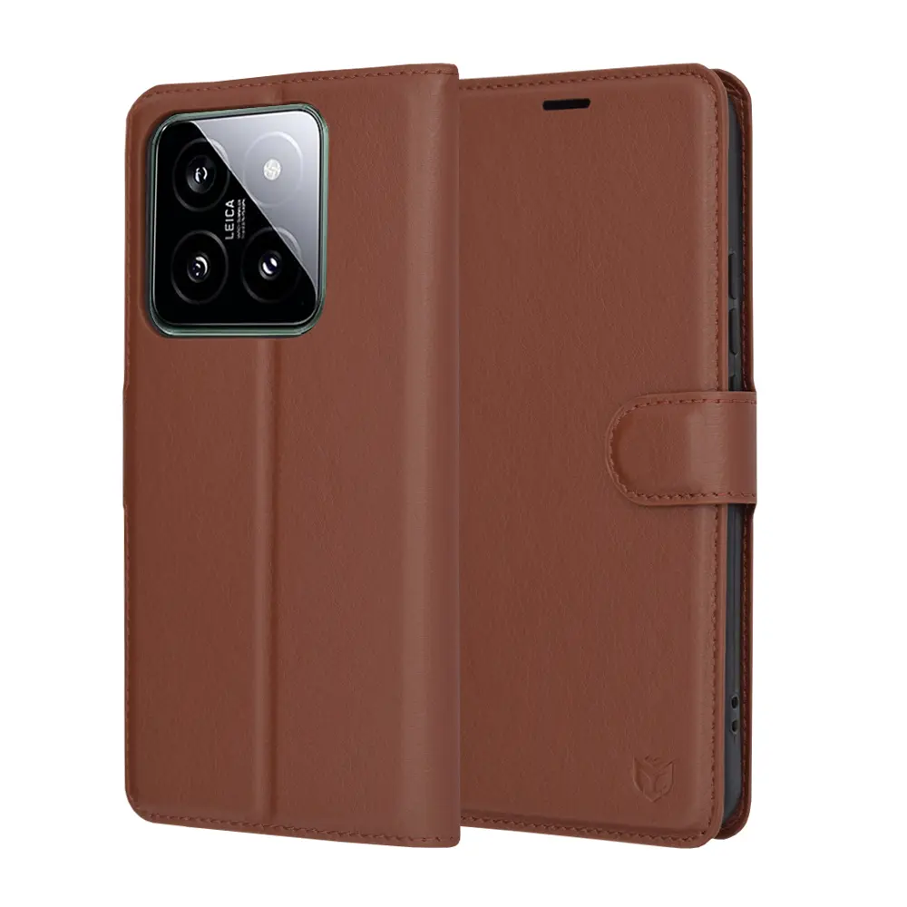 Techsuit Kožené pouzdro Xiaomi 14 Hnědé