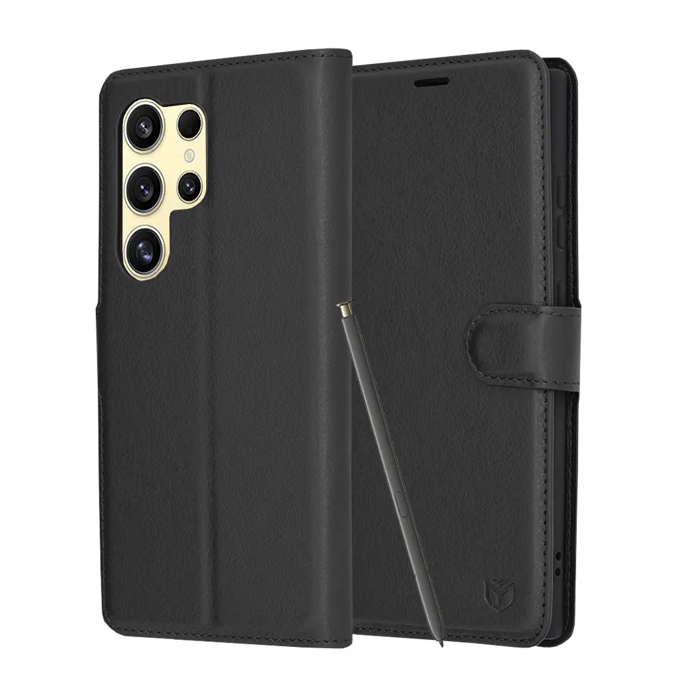 Techsuit Kožené pouzdro Samsung Galaxy S24 Ultra Černá