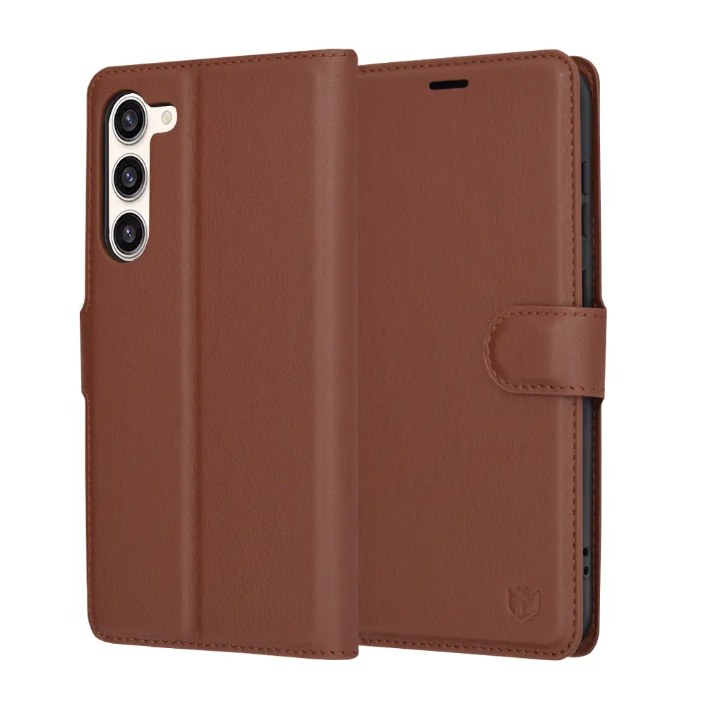 Techsuit Kožené pouzdro Samsung Galaxy S23 Plus Hnědý