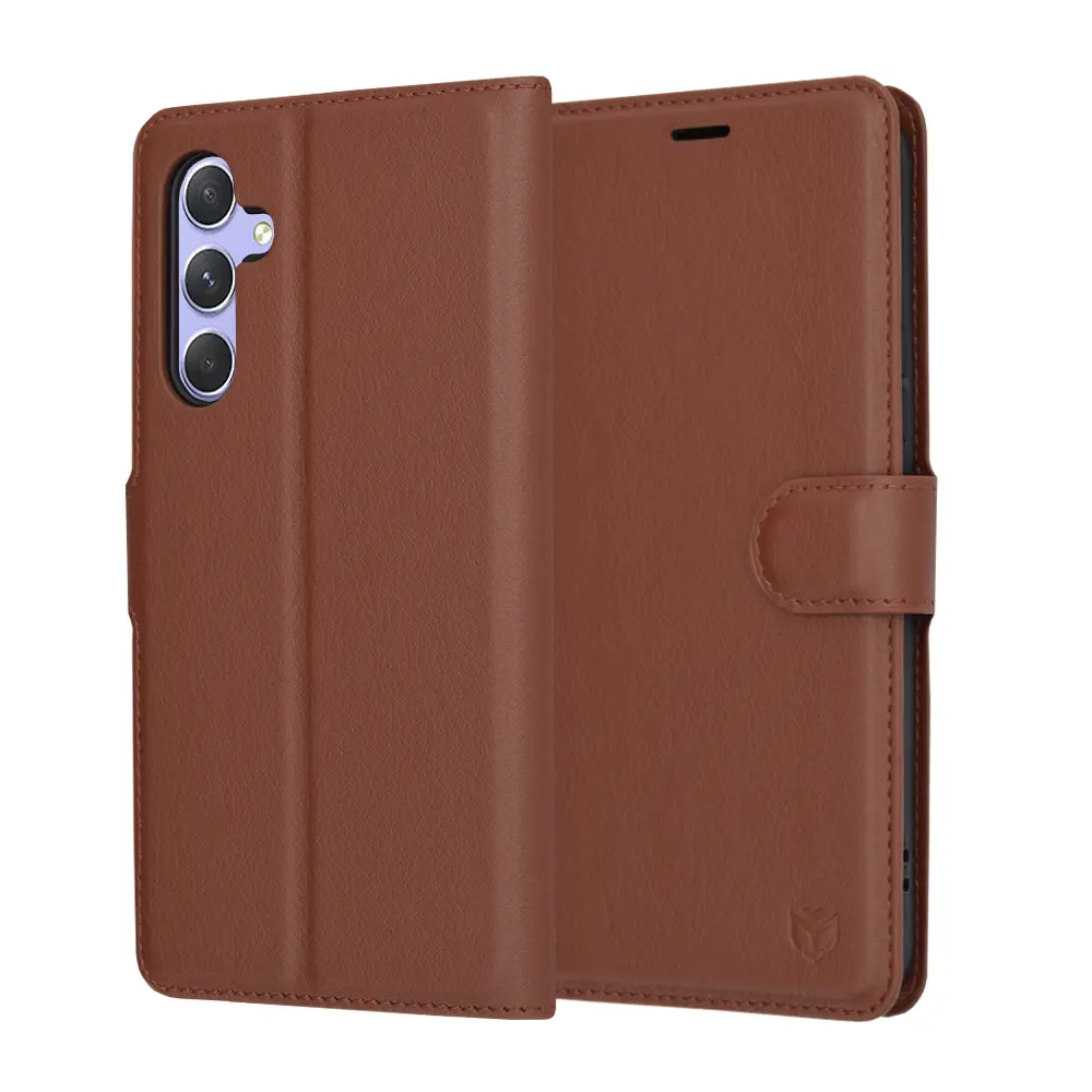Techsuit Kožené pouzdro Samsung Galaxy A54 Hnědý