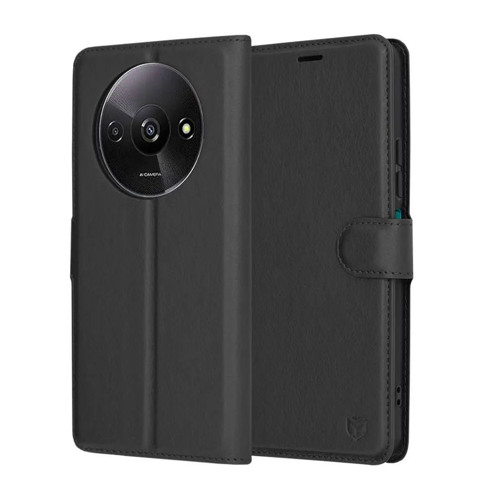 Techsuit Kožené pouzdro Xiaomi Redmi A3 Redmi A3x Černá