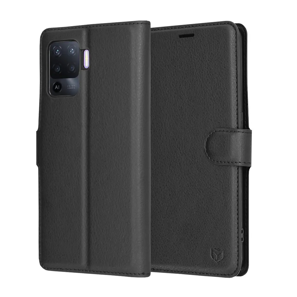 Techsuit Kožené pouzdro Oppo Reno5 Lite Oppo A94 4G Černé