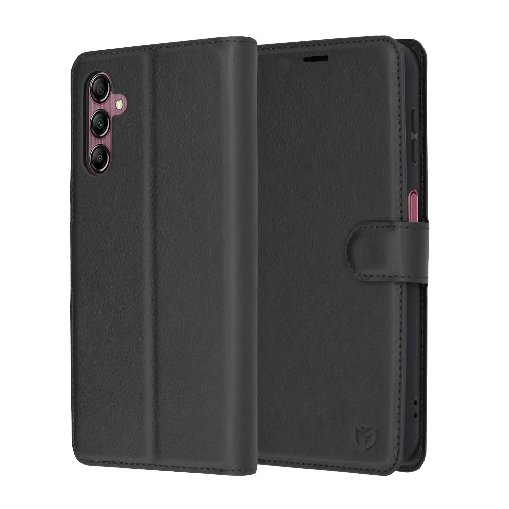Techsuit Kožené pouzdro Samsung Galaxy A14 4G A14 5G Černé