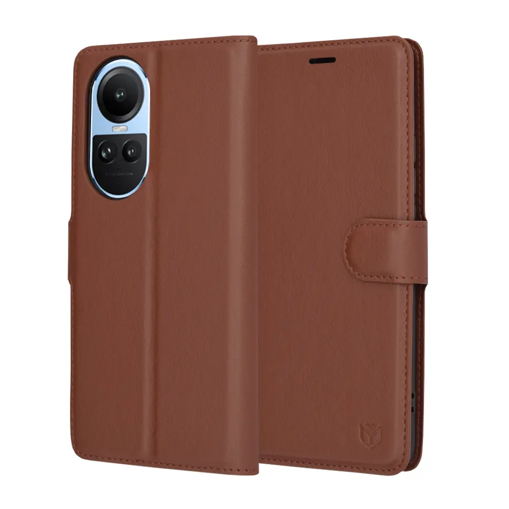 Techsuit Kožené pouzdro Oppo Reno10 Reno10 Pro Hnědá