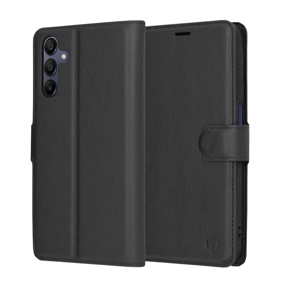 Techsuit Kožené pouzdro Samsung Galaxy A15 4G A15 5G Černá