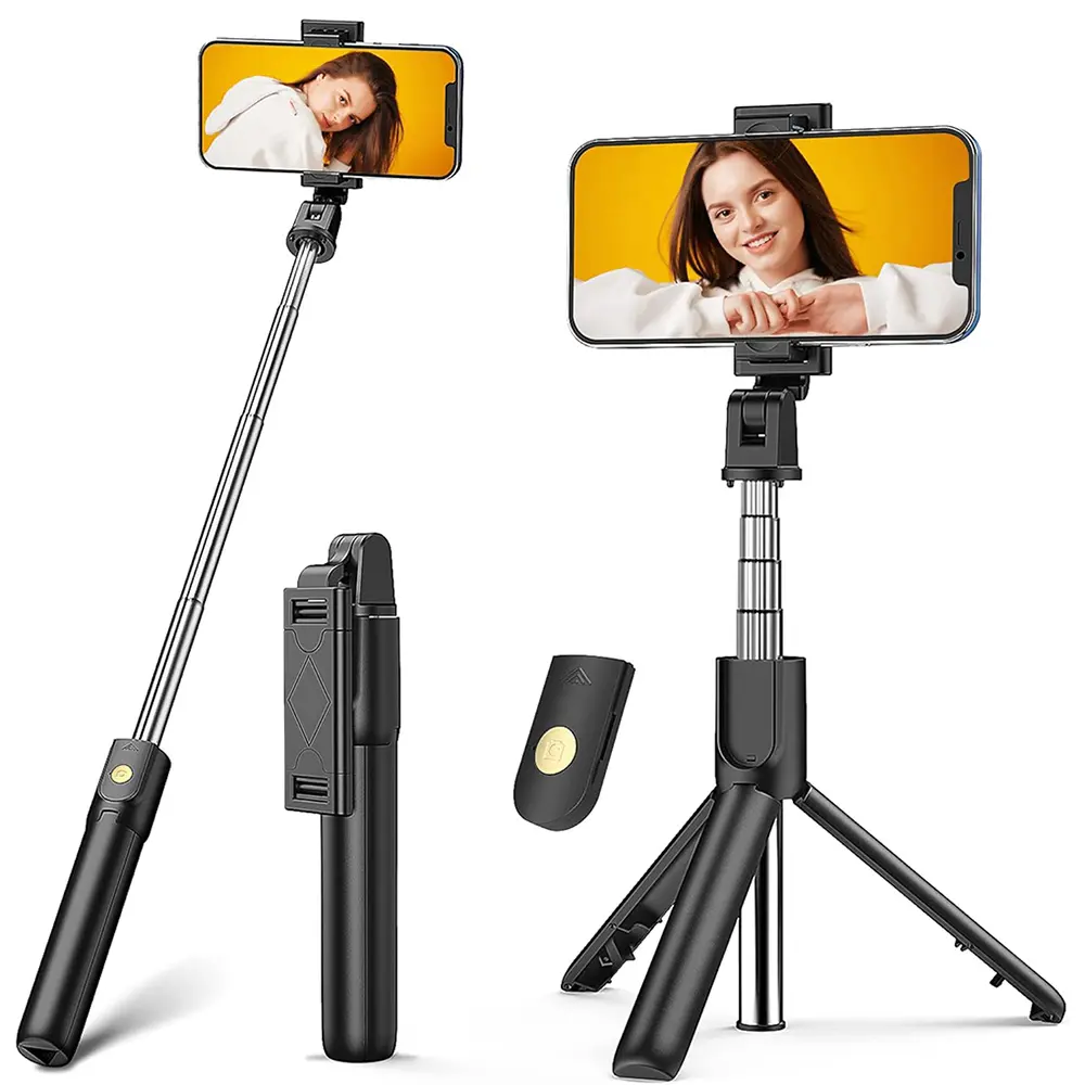 Techsuit Selfie tyč K07 Bluetooth ovladač 70cm Černá