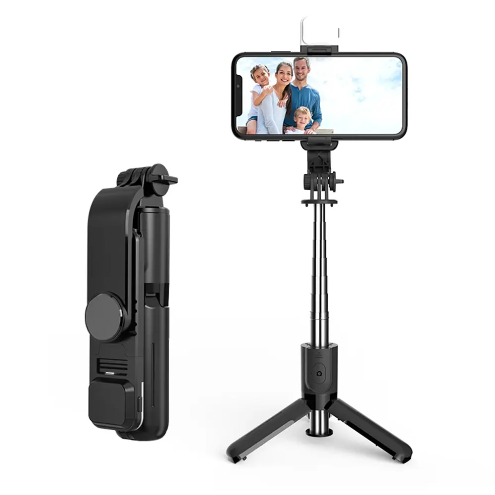 Techsuit L11s Selfie Tyč Stativ Bluetooth LED Černá
