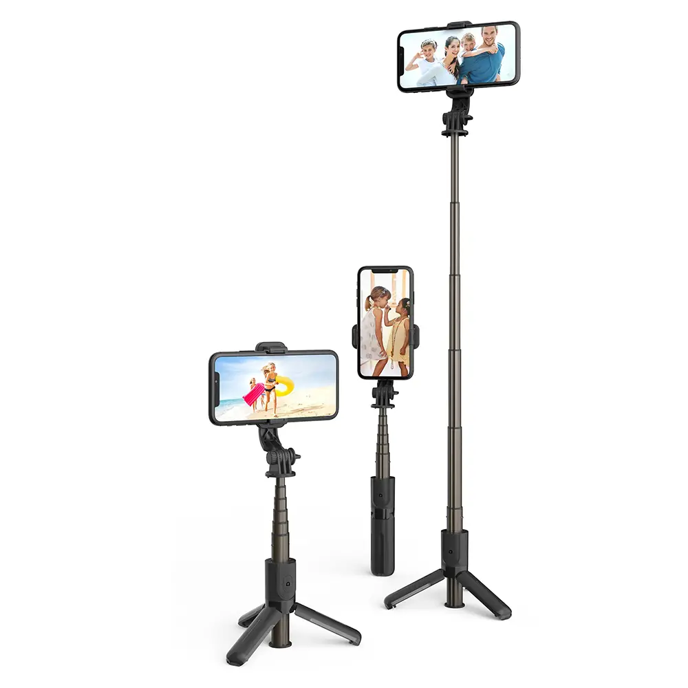 Techsuit Mini Selfie Tyč L10 Stabilní Stativ Bluetooth 360 Černá