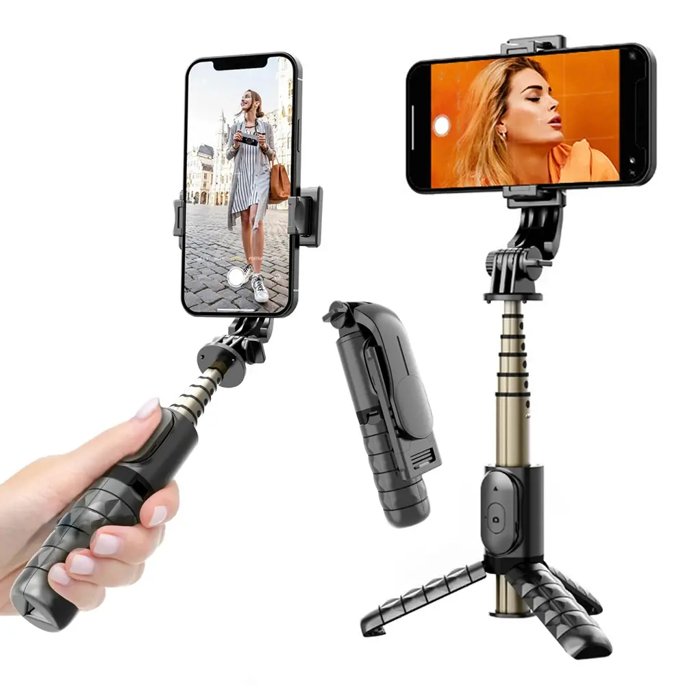 Techsuit Mini Selfie Stick Q10 Gimbal Bluetooth Světlo Černá