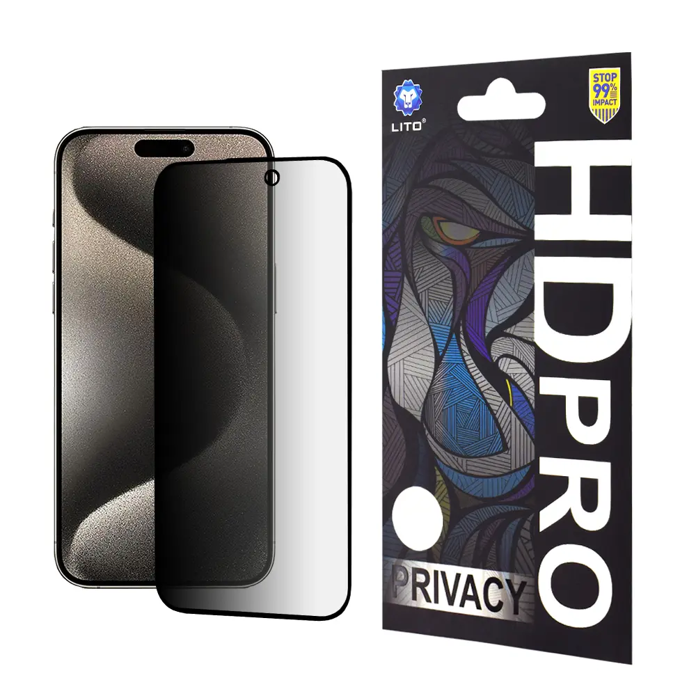 Lito HD Pro Privacy ochranné sklo pro iPhone 15 Pro Max – černé