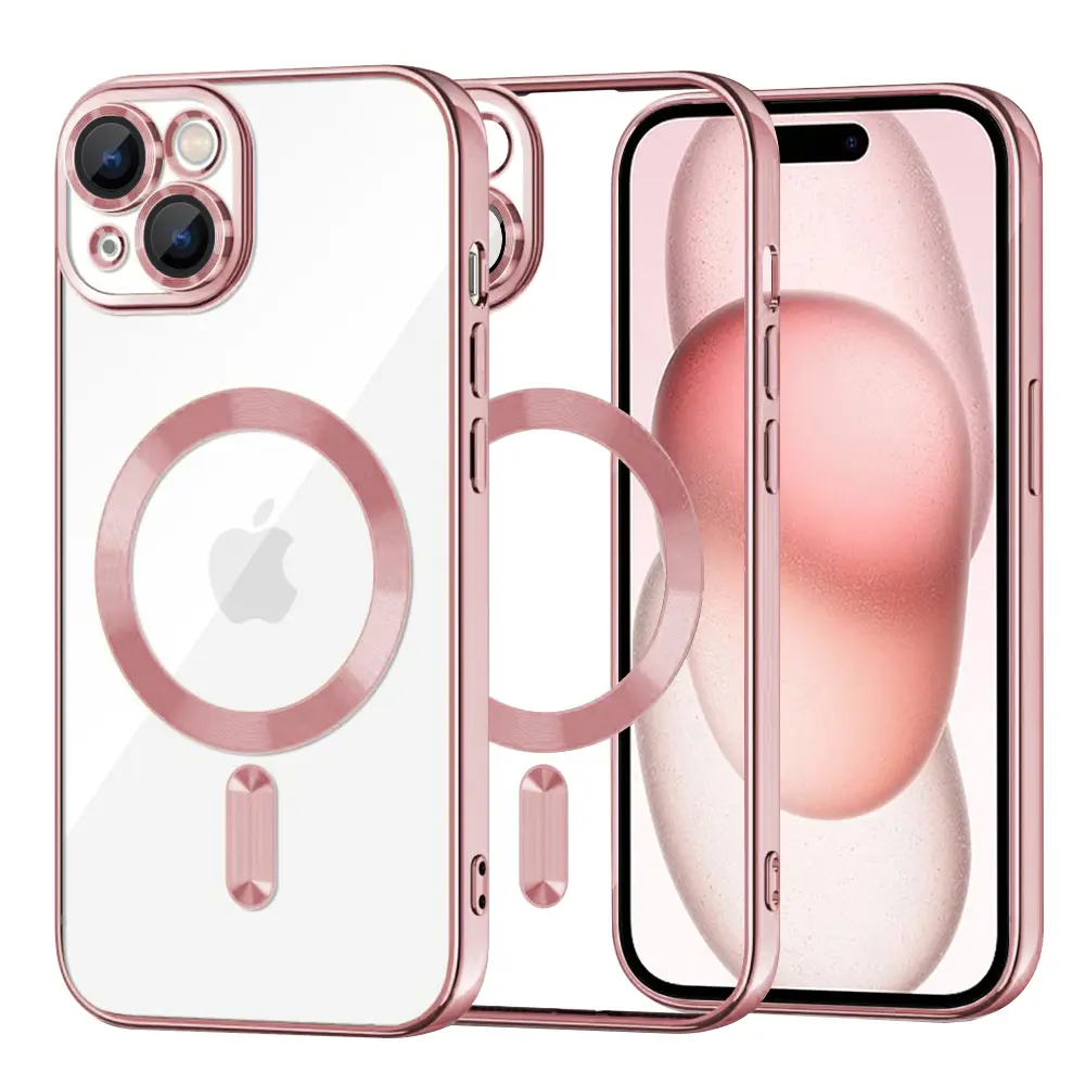 Techsuit Luxusní Krystal MagSafe iPhone 15 Růžový