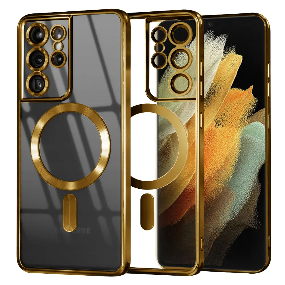 Techsuit Luxusní Křišťálový MagSafe Samsung Galaxy S21 Ultra 5G Gold