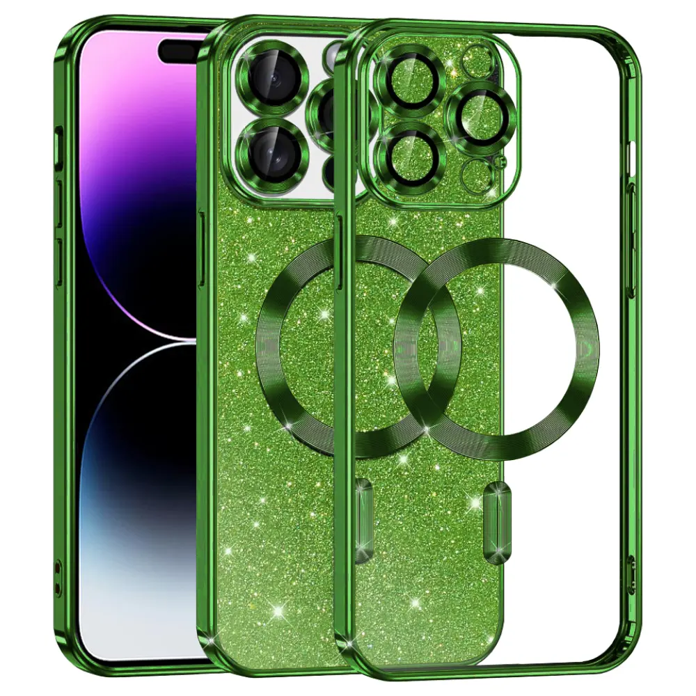 Techsuit Luxury Glitter MagSafe pouzdro pro iPhone 14 Pro Max – tmavě zelené (Deep Green)