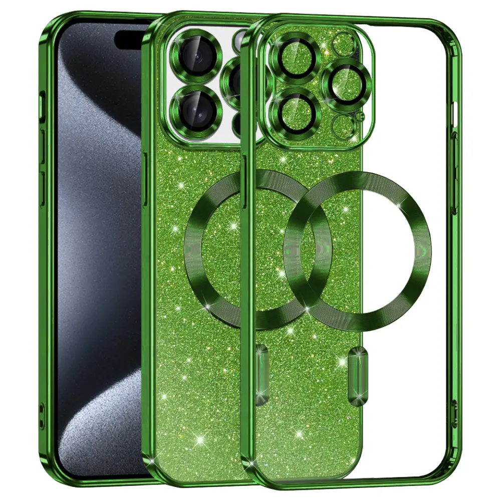 Techsuit Luxusní Třpytivý MagSafe iPhone 15 Pro Deep Green