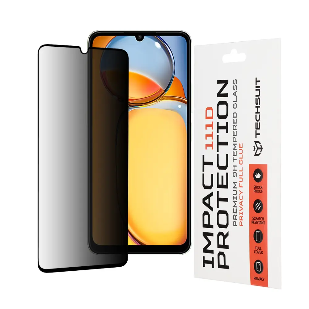 Techsuit 111D Sklo soukromí Xiaomi Redmi 13C Poco C65 Černá