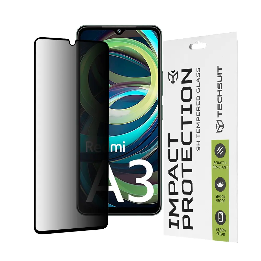 Techsuit 111D Privátní celolepicí sklo Xiaomi Redmi A3 Redmi A3x Černá