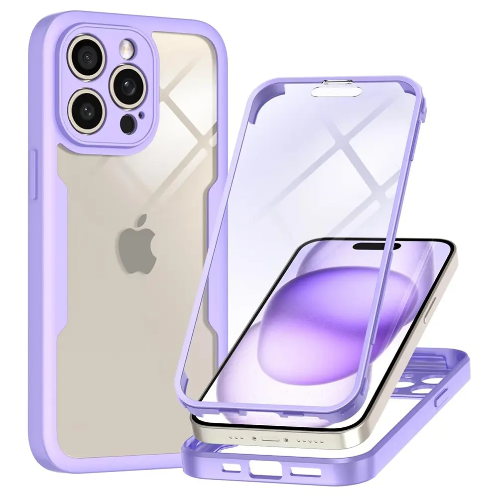 Techsuit ColorVerse 360 Series Screen Protector iPhone 15 Pro Max Purple