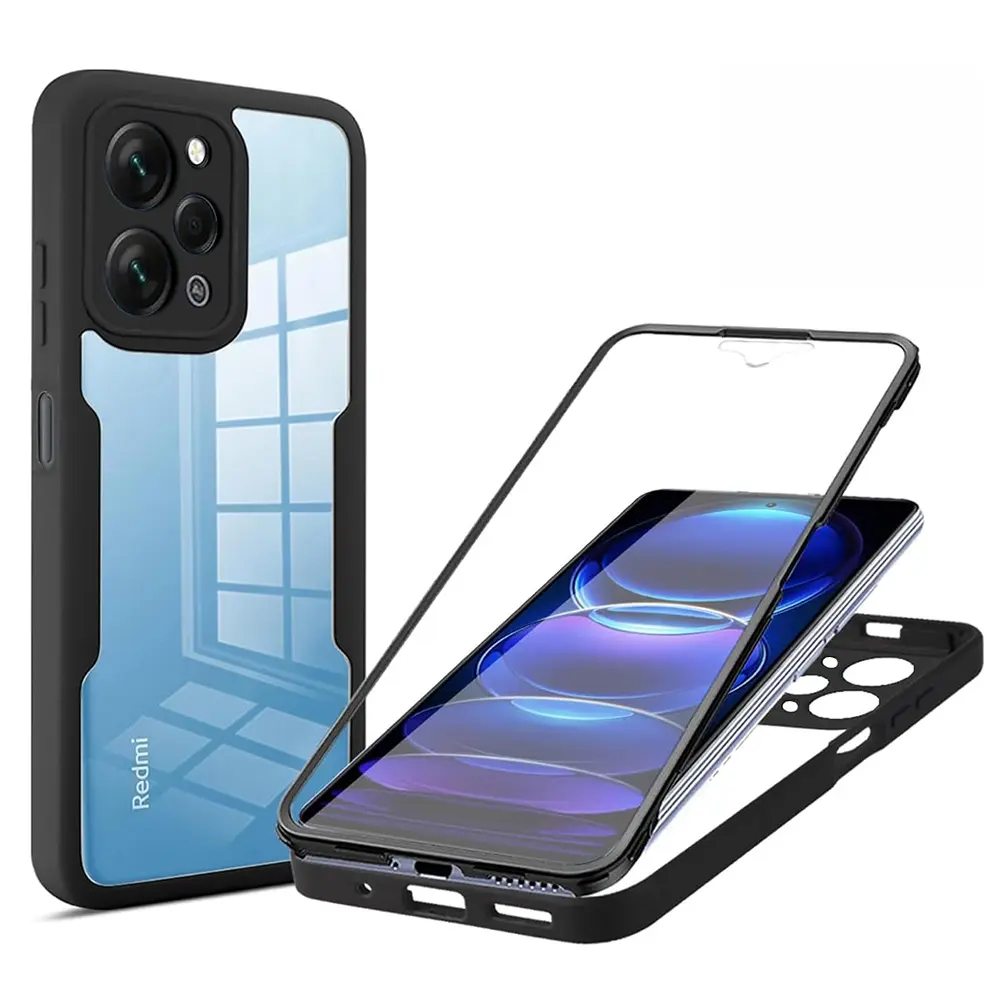 Techsuit Kryt ColorVerse 360 ​​+ ochranné sklo pro Xiaomi Redmi 12 4G – černý