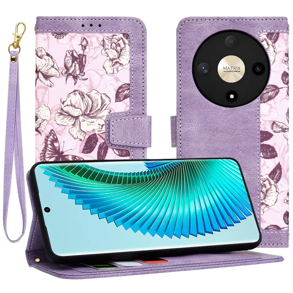 Techsuit Flipové pouzdro Honor Magic6 Lite Tajemná Fialová