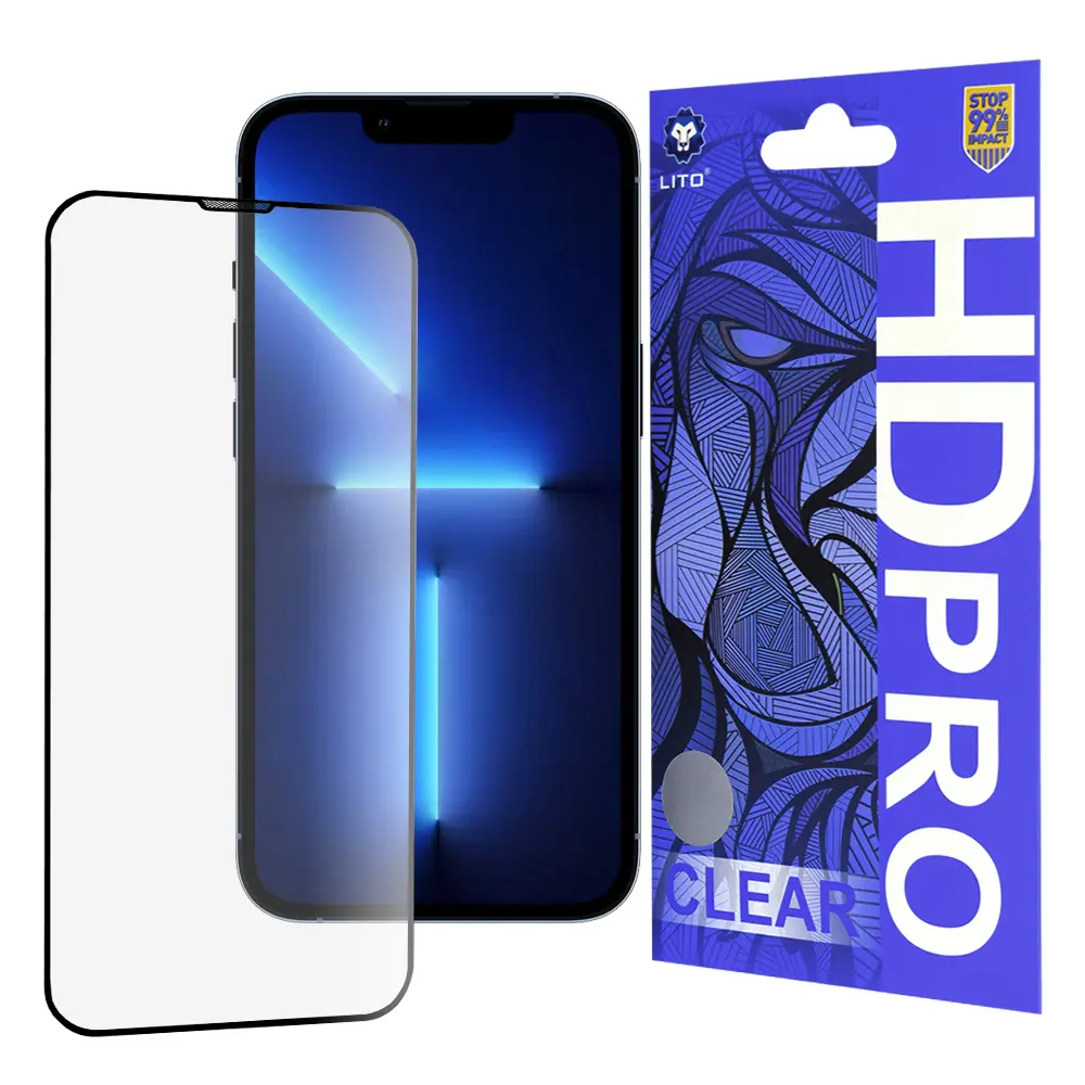 Lito HD Pro Clear ochranné sklo pro iPhone 13 Pro Max / iPhone 14 Plus - černé