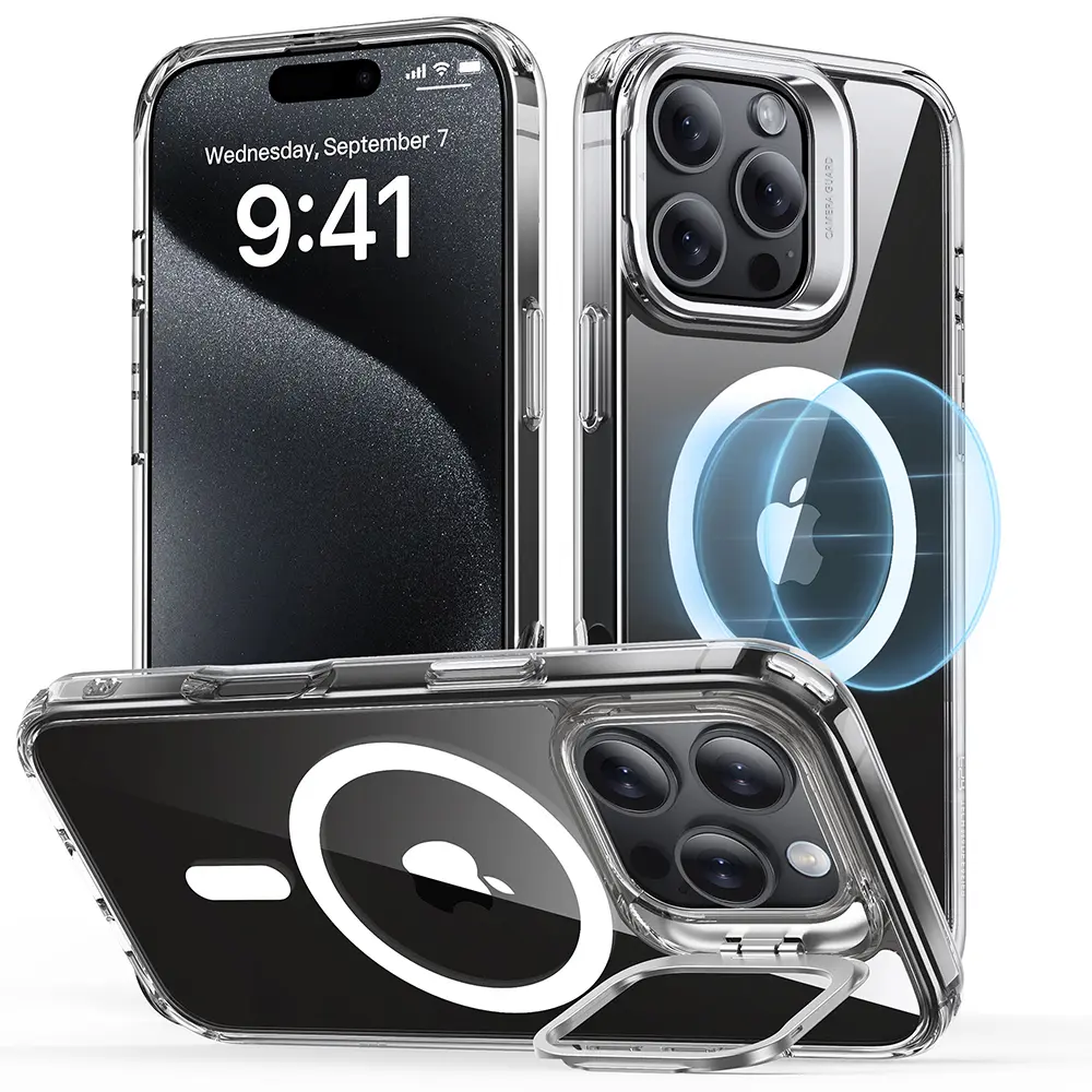 ESR Klasické Hybridní HaloLock Stojánek iPhone 16 Pro Průhledné