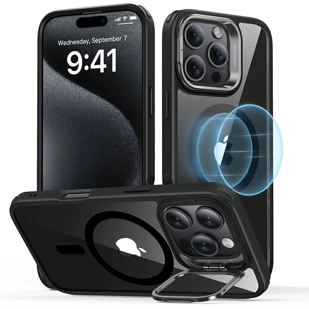 ESR Pouzdro HaloLock Kickstand iPhone 16 Pro Průhledná Černá