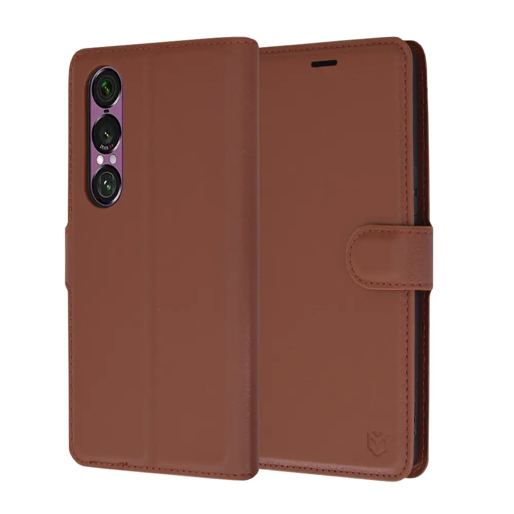 Techsuit Kožené pouzdro Sony Xperia 1 VI Hnědý