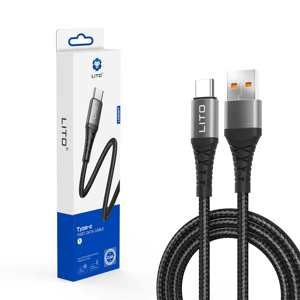 Lito Kabel LD08T USB-A Type-C Rychlé nabíjení 1m Černý