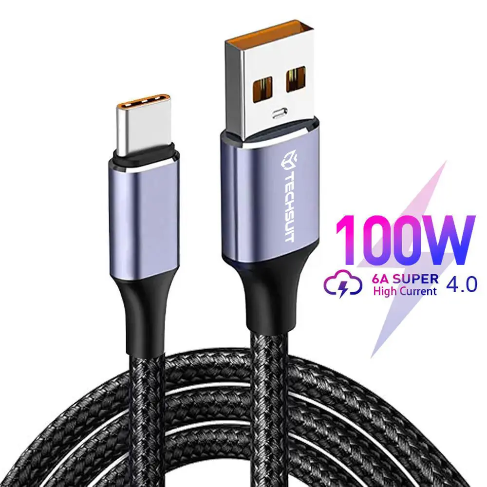 Techsuit Datový kabel PCB018 USB-A na Type-C 100W 1m Černý