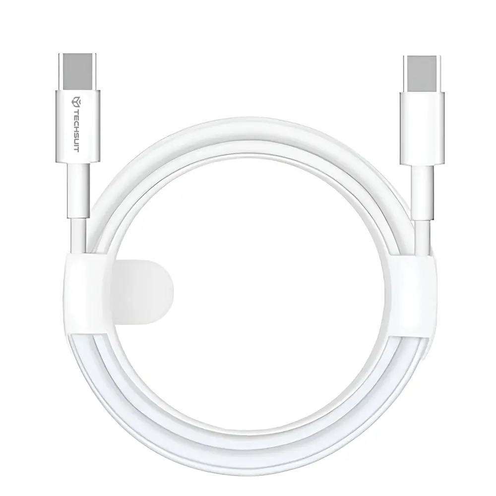 Techsuit Datový kabel PCB130 Type-C na Type-C 60W 1m Bílý