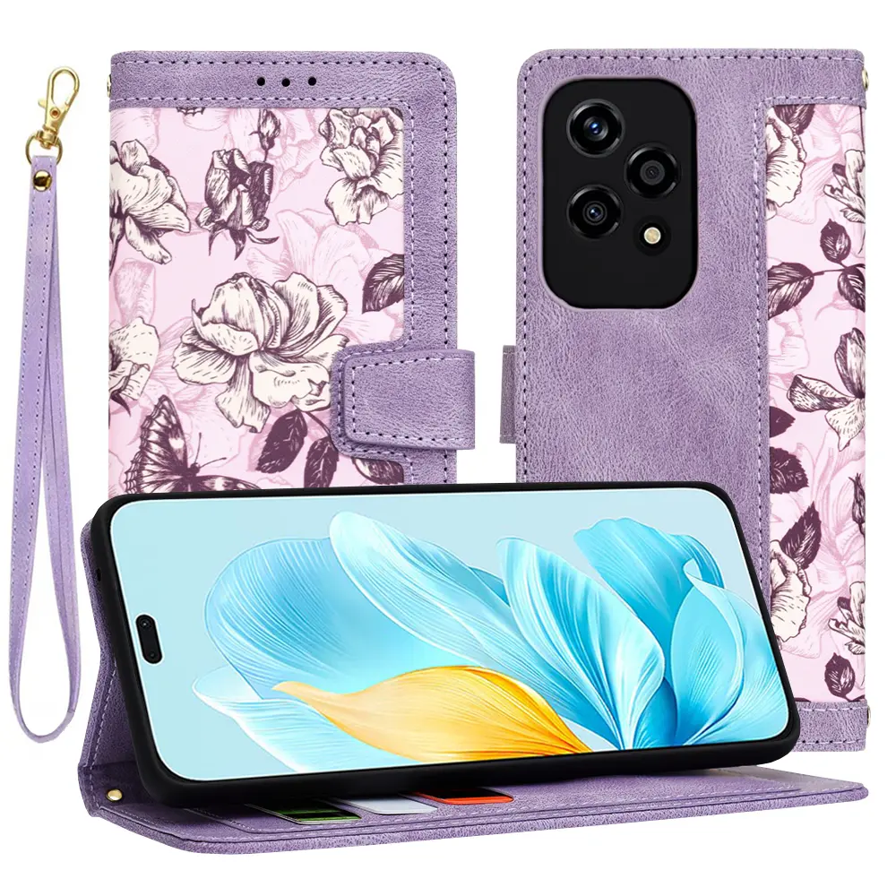 Techsuit Vyklápěcí pouzdro Honor 200 Lite Tajemná Fialová