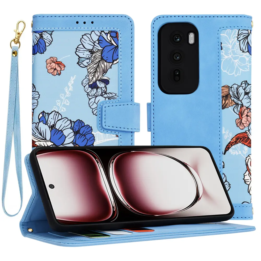 Techsuit Flipové pouzdro Oppo Reno12 Pro Zářivě modrá