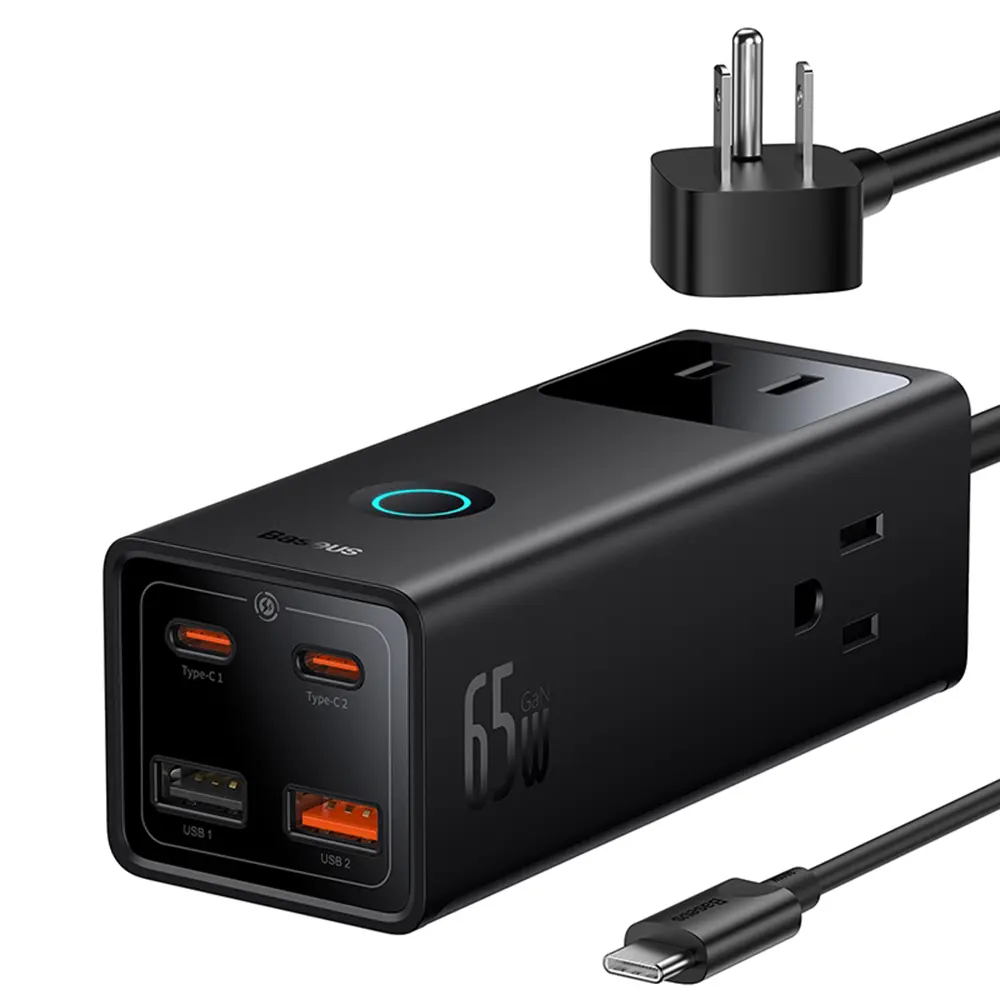 Baseus PowerCombo nabíječka 3xAC 2xUSB 2xType-C 65W